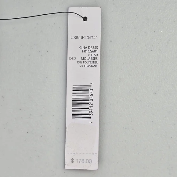 NWT T Tahari Gina Charmeuse Sheath Dress Molasses Metallic Gold Print Size 6 - Picture 14 of 14